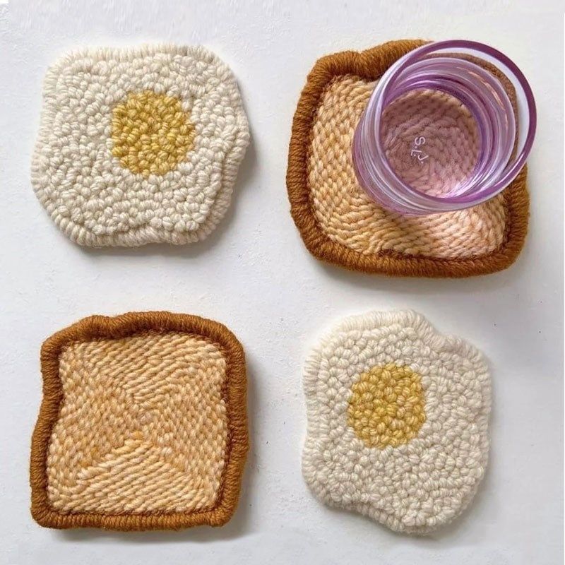 戳戳绣杯垫自制创意可爱手工diy材料包毛线绣P戳戳秀解压家居装饰