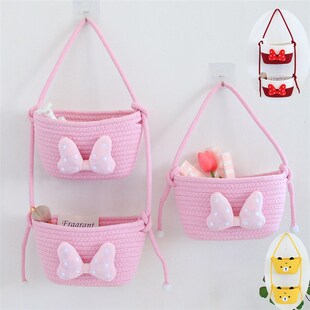 居日用收纳挂袋壁挂式门后v收纳袋手工编织篮整理吊篮床头储物袋
