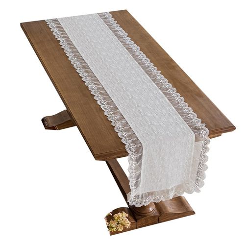 手工法式美式桌旗白p色绣花蕾丝长条桌布茶几餐桌电视柜边柜盖布