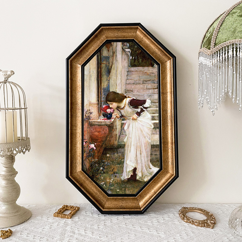 美式人物油画框欧式复古相框画框挂墙装饰M八边形法式小众装饰画