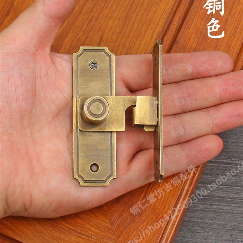 纯铜门搭a扣门栓门扣插销90度推拉门锁卫生间锁卡扣防盗门移门锁