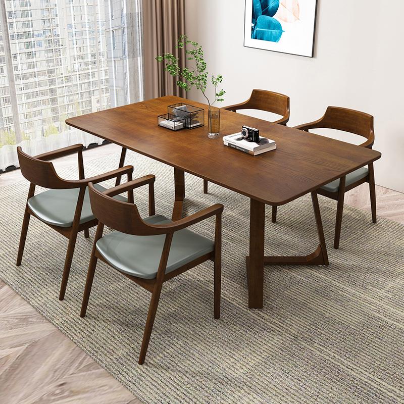 北欧全实木餐桌椅家用小户型现代简约办公洽谈桌餐厅长方形饭桌子