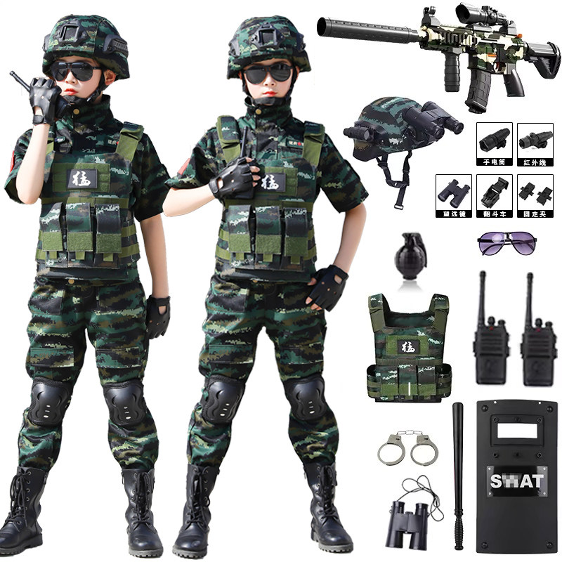 儿童迷彩服套装男童夏季短袖特种兵作战服中小学生迷彩军训演出服