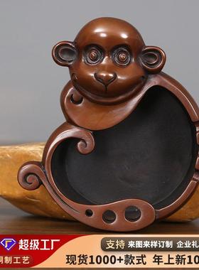 紫铜烟缸铜猴烟灰缸摆件工艺品家居装饰品摆设实用礼品