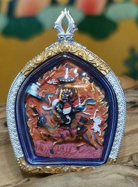 西藏矿物质彩绘擦擦佛像嘎乌盒吊坠本命佛吉祥天母随身唐卡小佛像