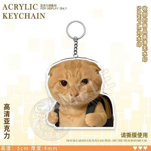 圆头耄耋橘猫新款钥匙扣可爱猫咪搞怪表情亚克力书包挂件背包挂饰