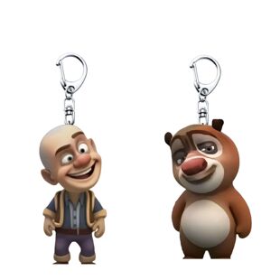 熊大熊二钥匙扣搞怪熊出没周边亚克力抽象书包挂件挂饰猎奇小礼物