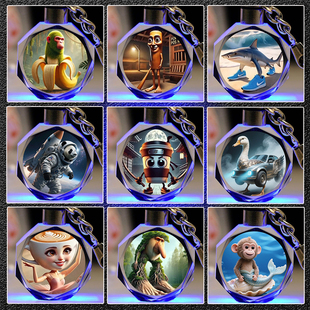 2025火爆AI美国外国山海经发光水晶钥匙扣木棍人挂件送男女孩礼物