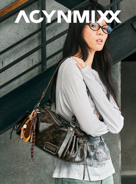 Acynmixx吐司包高级感复古波士顿枕头包单肩包女油蜡皮手拎腋下包
