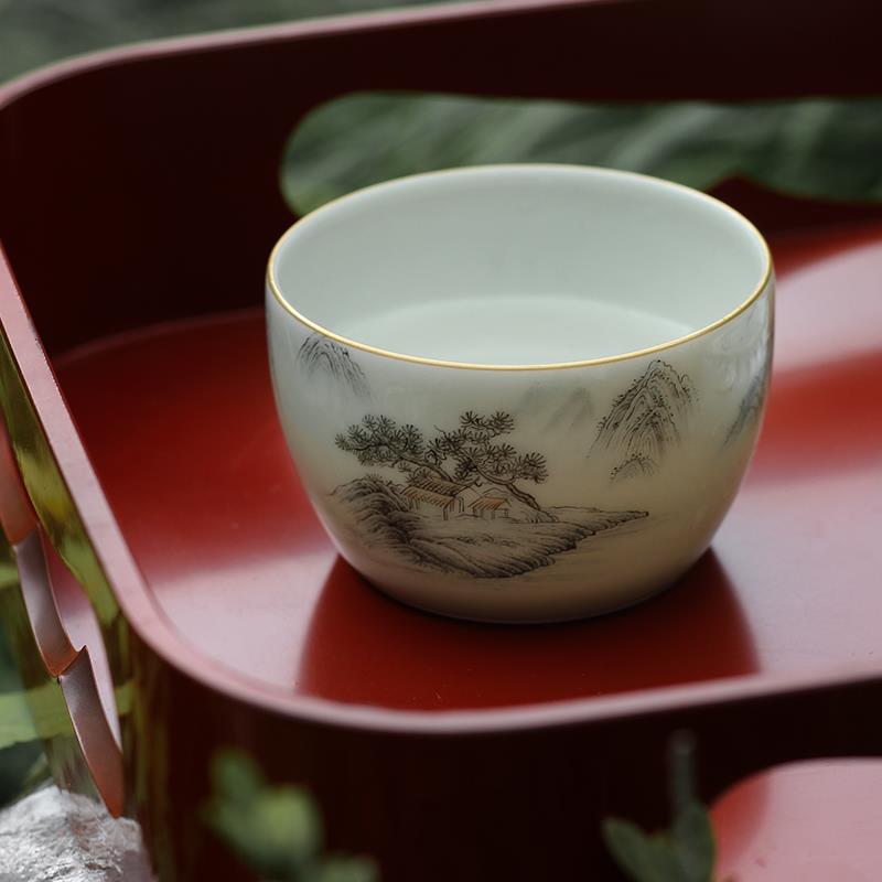 相看两不厌 君与敬亭山 纯手工手绘大容量主人杯画瓷的武才人