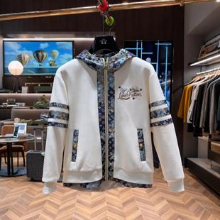 外套 秋冬高级感痞帅帽衫 美式 复古潮牌满印3D立体蝴蝶连帽夹克男士