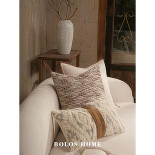 柏洛斯Wool现代简约立体编织羊毛拼接样板房酒店沙发长腰靠枕