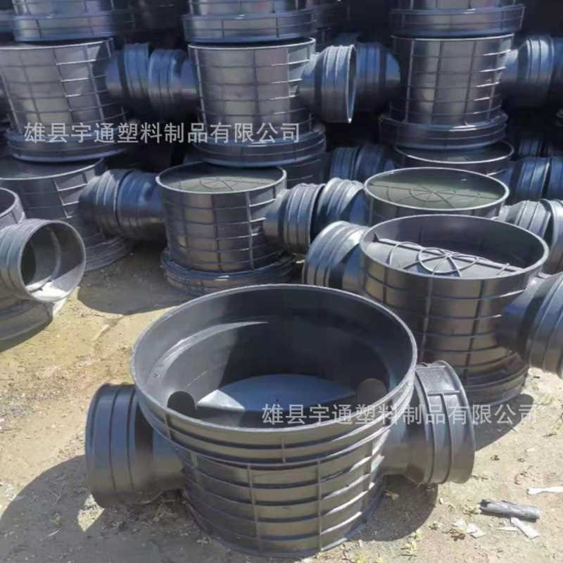 速发HDPE波纹管配件直通0度45度弯头正三通补心塑料检查井