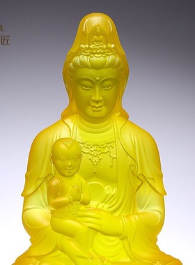 速发琉璃送子观音娘娘家用款客厅摆件坐莲观世音菩萨佛像供奉神像