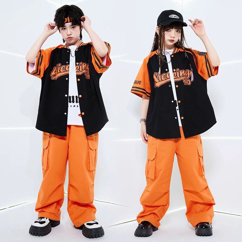 速发街舞儿童套装hophip男孩嘻哈外套潮服演出服炸街秀走爵士舞春