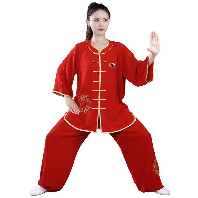 速发春秋刺绣太极服秋款中老年武术练功服比棉麻更透气