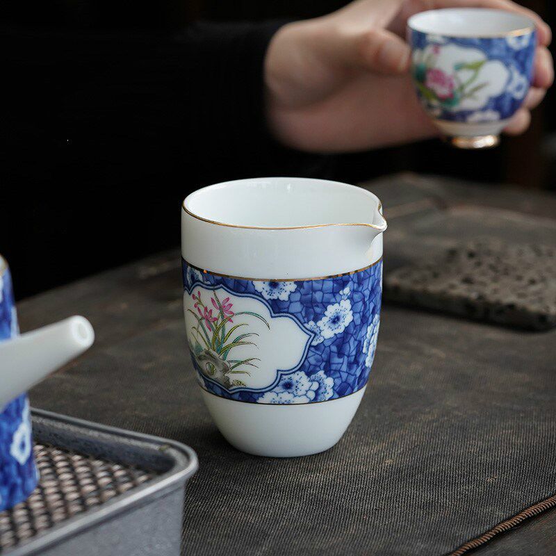 速发景德镇陶瓷道绘青花瓷公杯手海家用功夫茶具公道杯分茶器茶茶