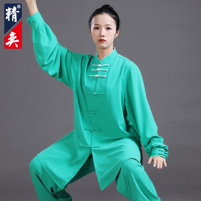 速发太极服新款飘逸提花麻太极拳练功服男八段锦武术表演服春