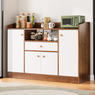 速发茶水柜客厅备边柜子家靠置物架用墙储物柜厨房餐餐柜微波炉收