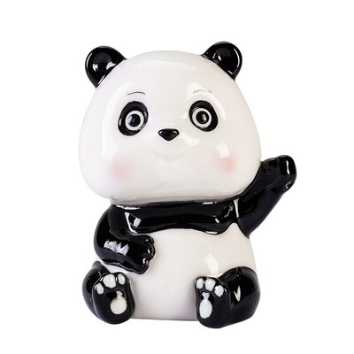 速发创意陶瓷可爱萌宠熊猫玄关办公桌茶宠配件伴手礼装饰品摆件