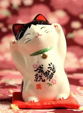 速发日式药猫窑招财师满愿成就陶瓷家居入户置厅摆件乔迁布客创意