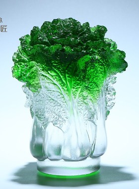 速发琉璃翡翠玉白菜聚福招财摆件轻奢高端开业礼物客厅家居酒柜装