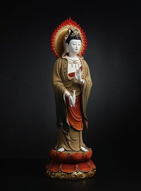 速发林建平陶瓷摆件《极彩佛光观音》佛像家用菩萨供奉家居