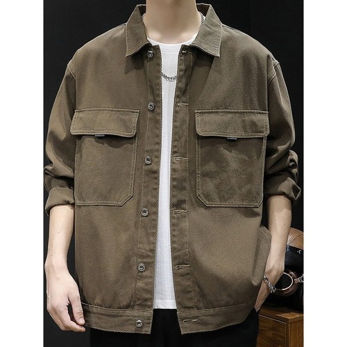 欧洲站夹克衬衫外套男2025新款秋季男装胖子大码男士上衣休闲夹克