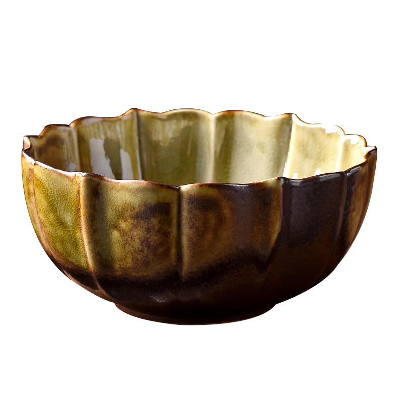 仿古柴烧茶洗特大号陶瓷水洗碗水孟粗陶笔洗建水功夫茶具茶道配件