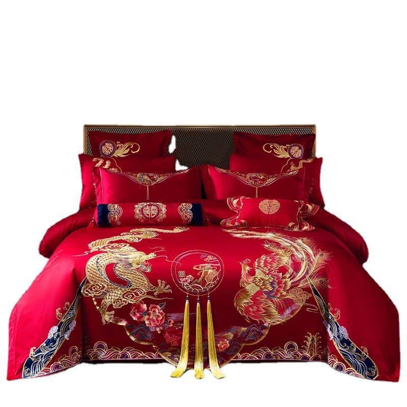 叠桥家纺婚大红全棉石四件色套龙凤被套十件结H216套甜蜜龙凤,床上用品,婚庆床品套件,淘宝优惠券,粉丝福利购,淘宝优惠卷