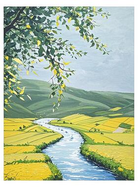 手绘油画轻风物语北欧风肌理画沙发背景客厅装饰画山水画风景挂画