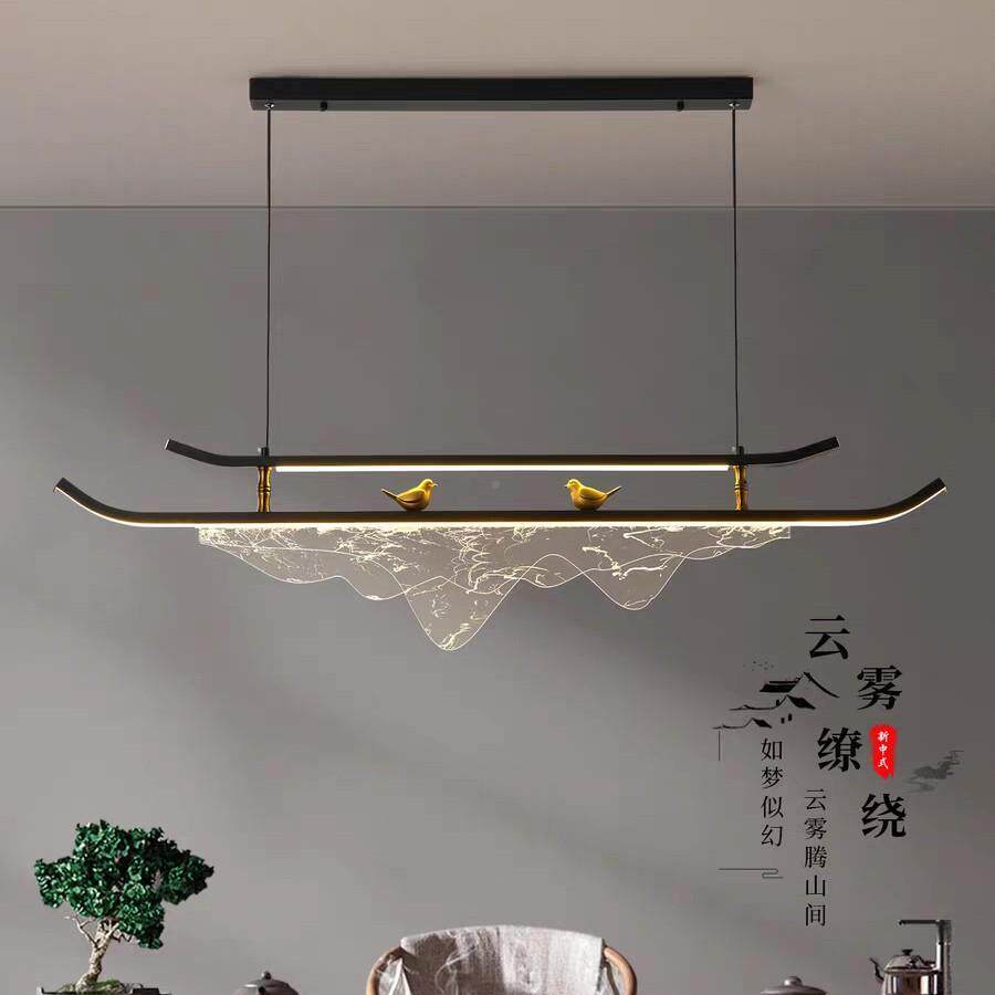 新中式简约478吊灯室餐茶厅餐吧台办公室长桌装条led书房创意饰灯
