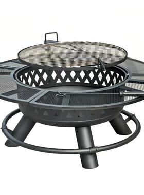 外烧烤炉烧烤架户用柴火取暖庭院烤火炉围炉炉煮ZAS茶套装桌家炭