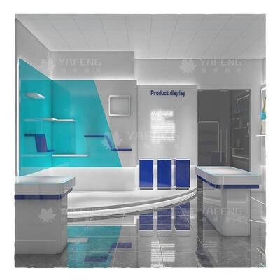 科风电子品展示柜展厅技设计烤漆亚克力电器展产厅定丰林FENG中岛