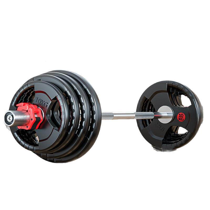 大孔胶抓包胶杠铃片铁杠铃杆全套铸一整套套全装配KL-002重片健手