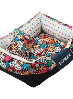 狗窝猫窝SDDB-CPM子冬季可垫拆洗金毛泰迪大型犬狗狗创四季通用意