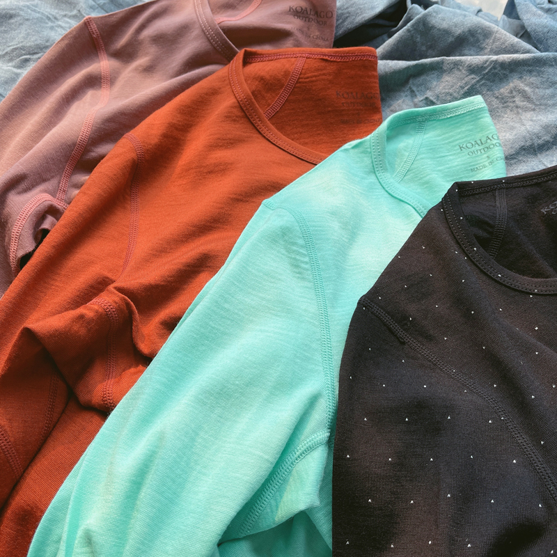 女美利奴羊毛圆领保暖速干衣登山滑D雪打底衫美丽诺长袖户外休闲T