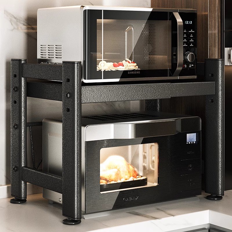 微波炉置物架电饭煲l微蒸烤一体机2024新款家用厨房台面调料收纳