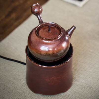 记今朝《手拉砂铫陶壶》电陶炉煮茶炉煮J茶器套装 静音 日式复古