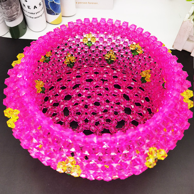 手工串珠四e叶草糖果盒果盘家用时尚干果收纳盒装饰家居零食摆件