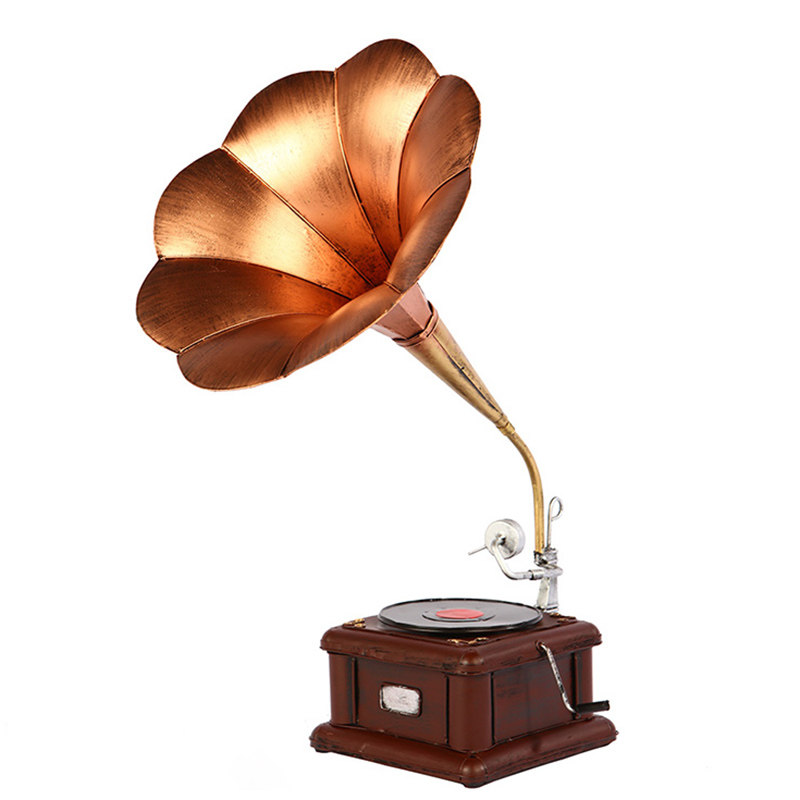 美式复古别墅样板房欧式装饰x摆件家居客厅酒柜铁艺留声机模型摆,家居饰品,装饰摆件,淘宝优惠券,粉丝福利购,淘宝优惠卷