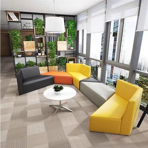 创意办公室洽谈会客接待休闲大厅等候休L息区异形沙发茶几组合