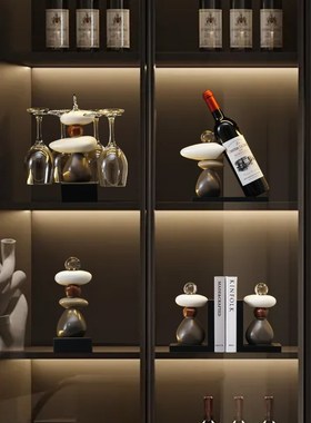 时来运转杯架摆件客厅高级感酒柜轻奢高档家居装饰品办Z公室电视