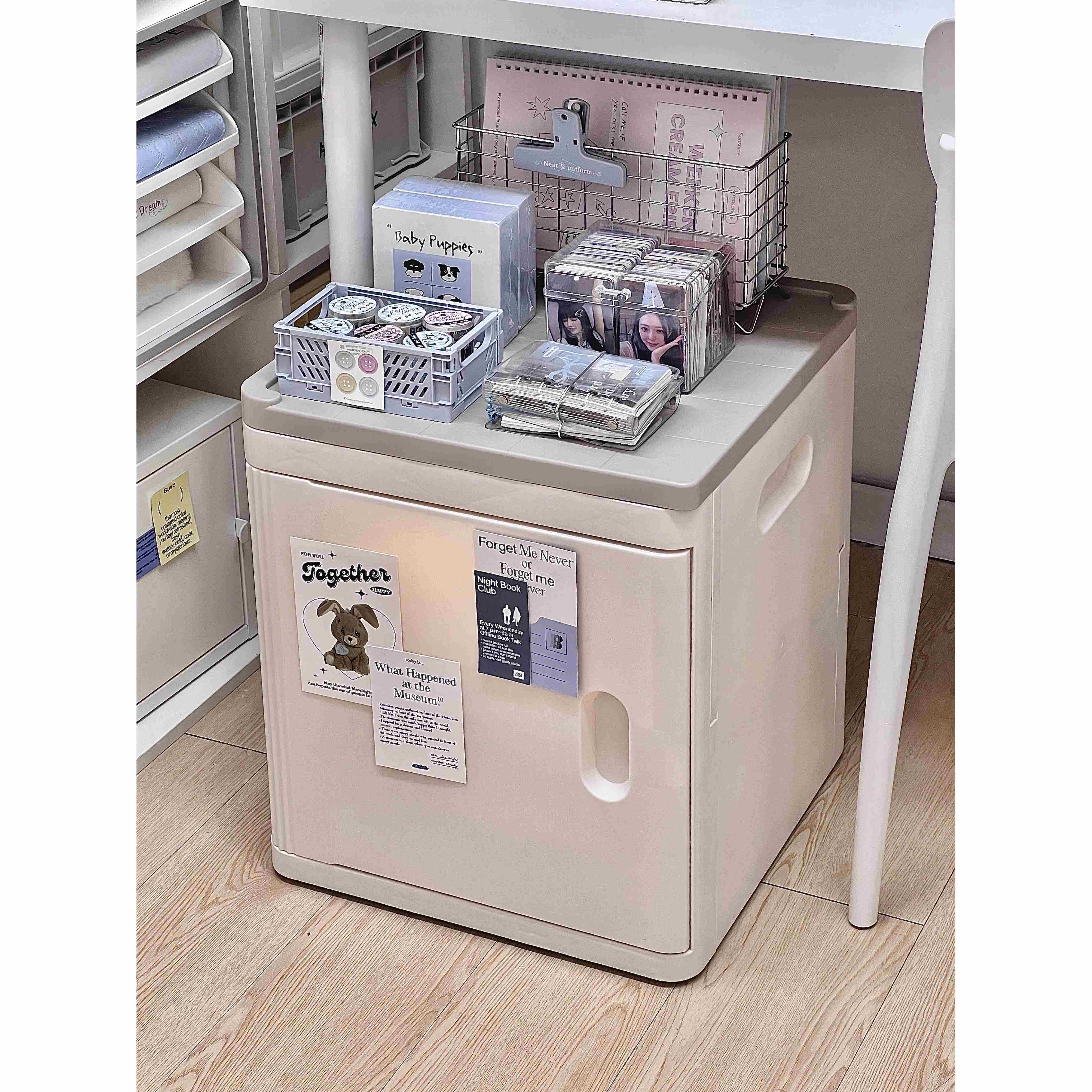 书桌下收纳神器！学生桌底落地可叠加翻盖式收纳箱文具书本置物架,收纳整理,书桌收纳置物架,淘宝优惠券,粉丝福利购,淘宝优惠卷