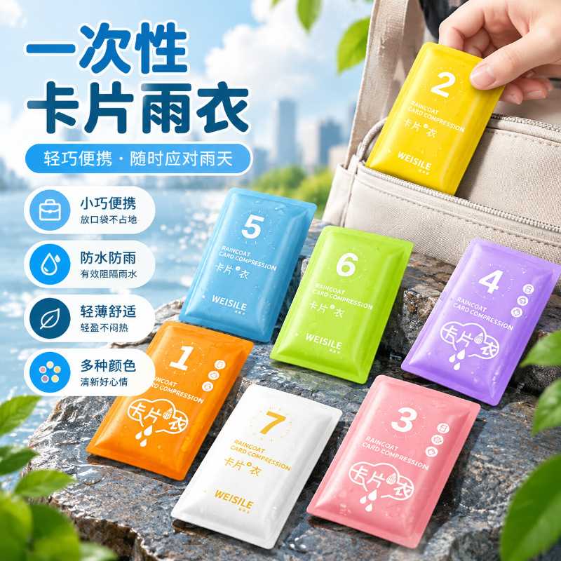 长款加厚透明一次性卡片雨衣|
