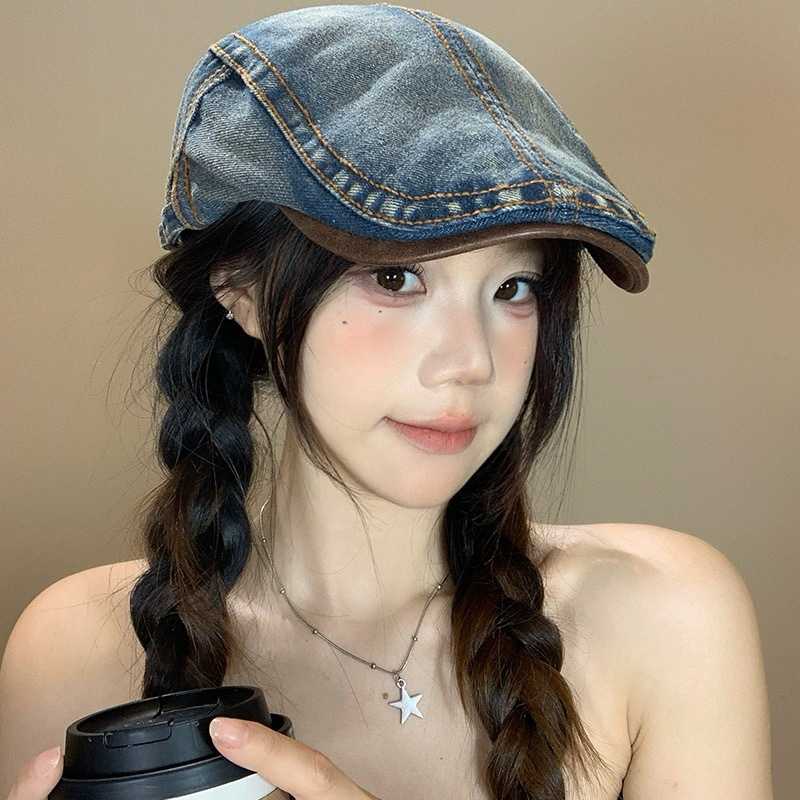 水洗做旧复古牛仔前进帽女夏季小