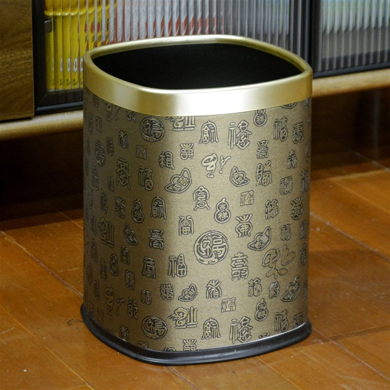 中式垃圾桶无h盖大号方形圆形卫生间宾馆用阻燃办公室厨房小众复