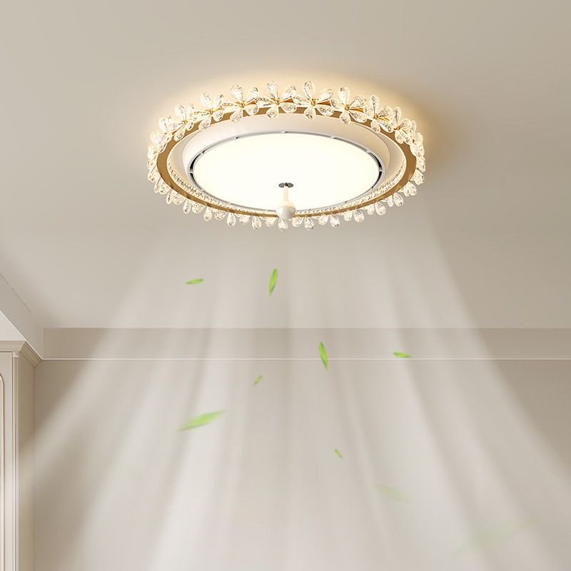 励昌无叶风扇灯奶油风创意设计师静音大风力无P叶电扇灯儿童卧室