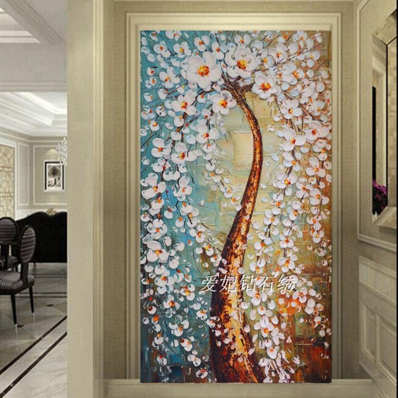 走廊十字绣d带钻客厅简约现代欧式方钻满钻绣贴钻石画发财树摇钱