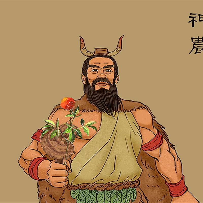 三皇五帝伏羲女娲神农轩辕黄帝画像丝绸卷轴装饰挂W画中式可定制